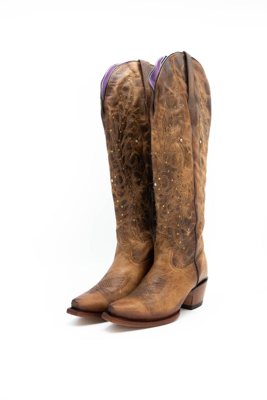 Paulina Tall Wide Calf Friendly Snip Toe Cowgirl Boot