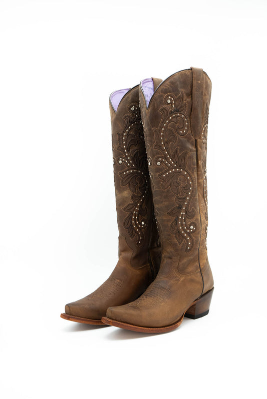 Sophia America Cogñac Tall Snip Toe Cowgirl Boot