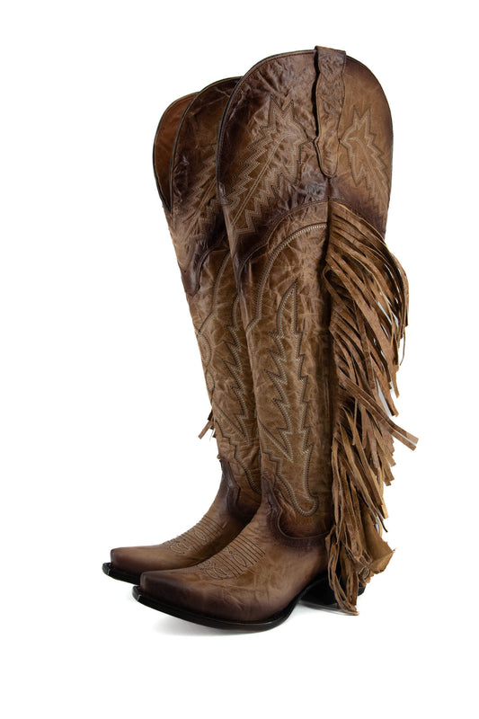 Rock XL Fringe Wide Calf Friendly Snip Toe Cowgirl Boot
