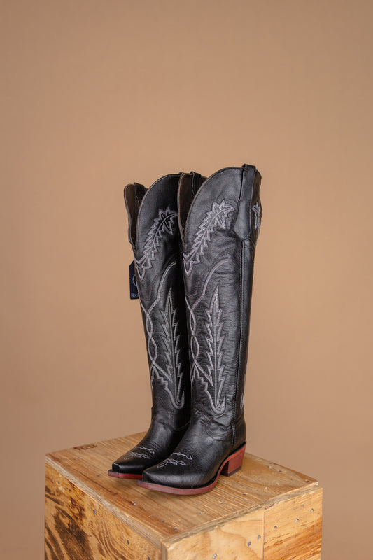 Carter Black XL Wide Calf Friendly Snip Toe Cowgirl Boot