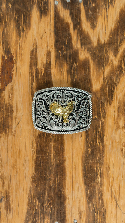 Gallo Black Silver and Gold Belt Buckle