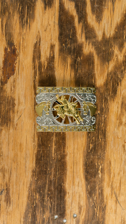 Silver and Gold Horse belt buckle