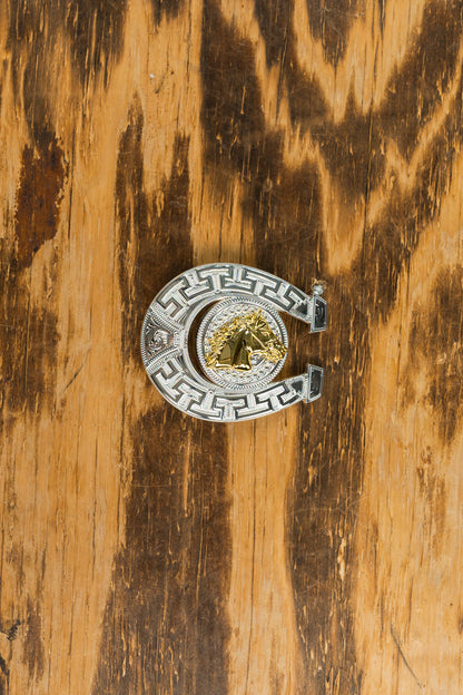 Silver and Gold Horseshoe Belt Buckle
