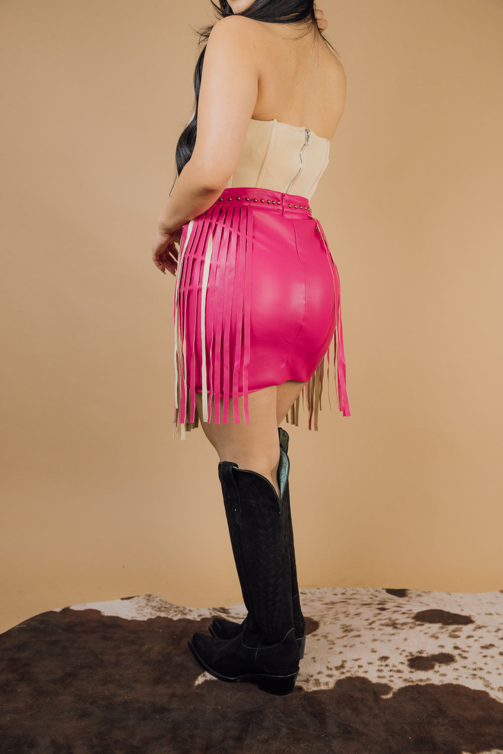 Hot Pink Leather Skirt JJ