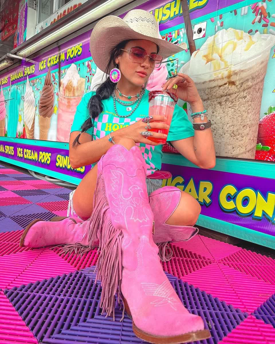 The Juany Gamuza XL Fringe Cowgirl Boot