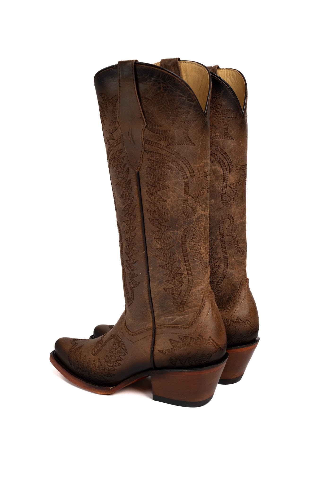 Belinda Harman Capuchino Snip Toe Midi Cowgirl Boot