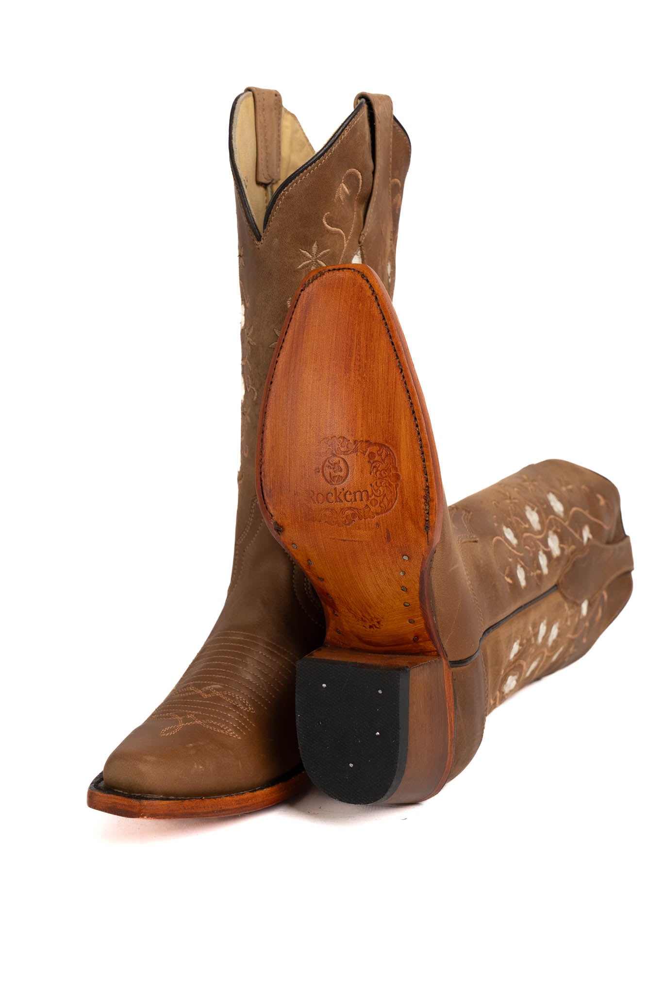 Flor Estrella Crazy Tabaco Retro Cowgirl Boot