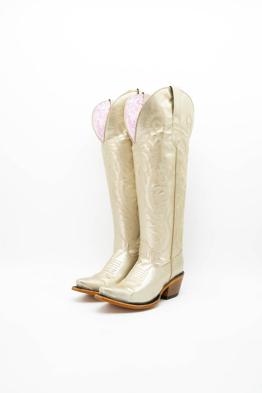 Gianna Textil Oro Metallic Est. Wide Calf Friendly Tall Cowgirl Boot