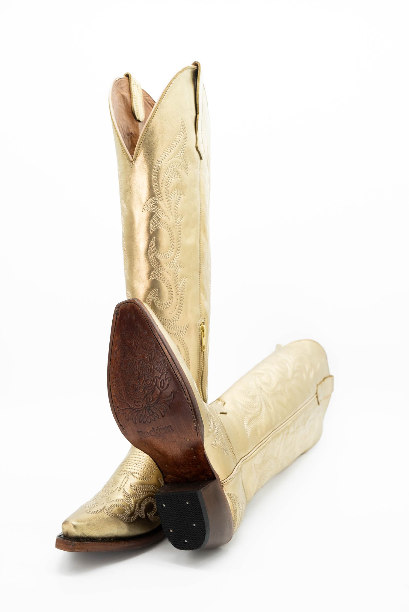 Jenny Golden Metallic Tall Cowgirl Boot