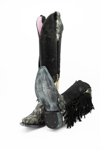Bella Pelo de Vaca Barbas Tall Cowhide Cowgirl Boot