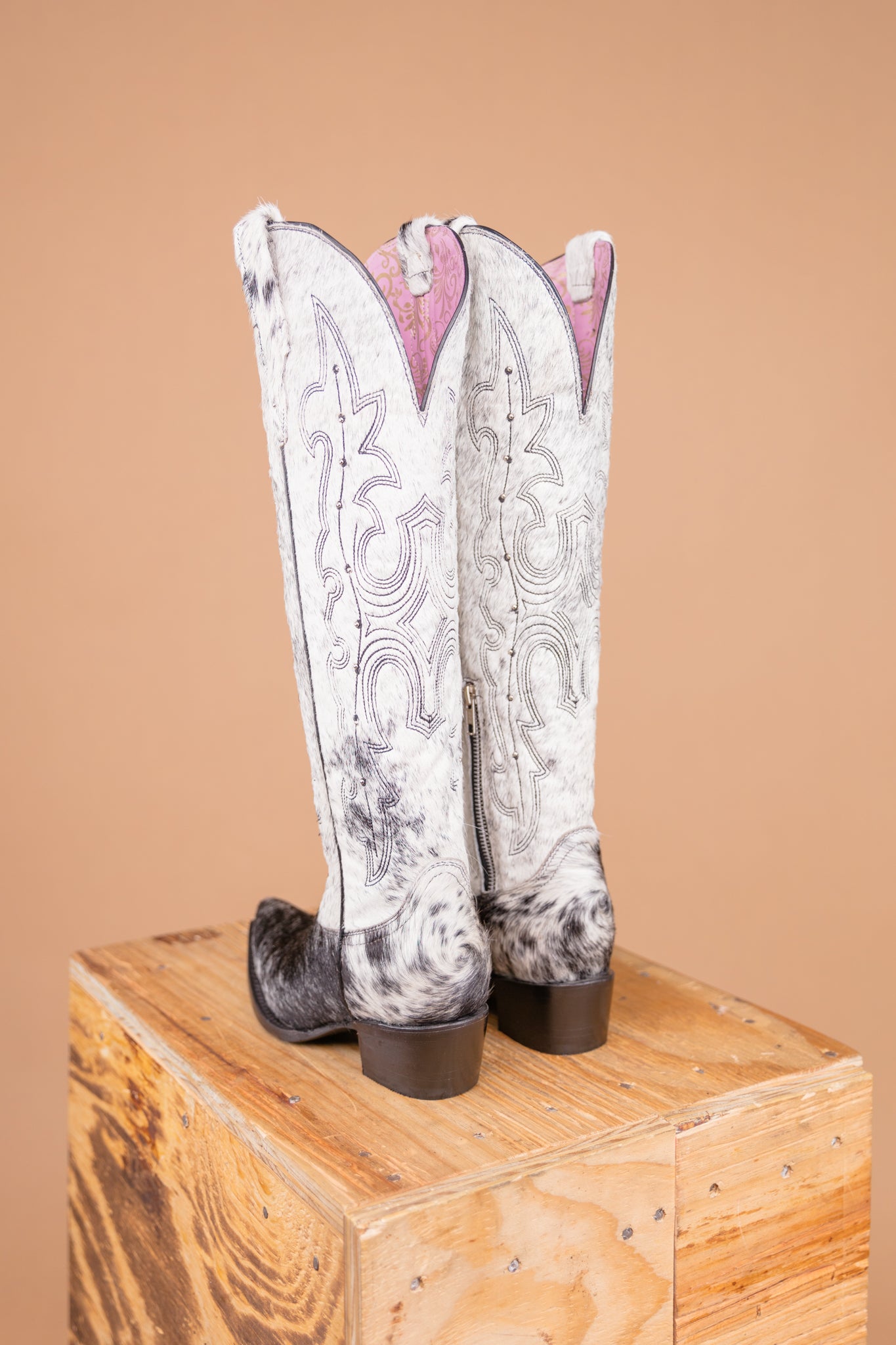 The Katherine Cowhide Tall Cowgirl Boot