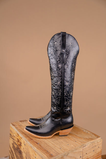 Bota Puntal Alta Flores/Piedras Atanado XL Cowgirl Boot