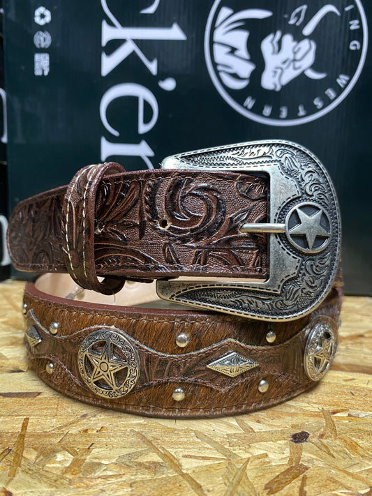 Star Tooled Concho Cowboy Belt
