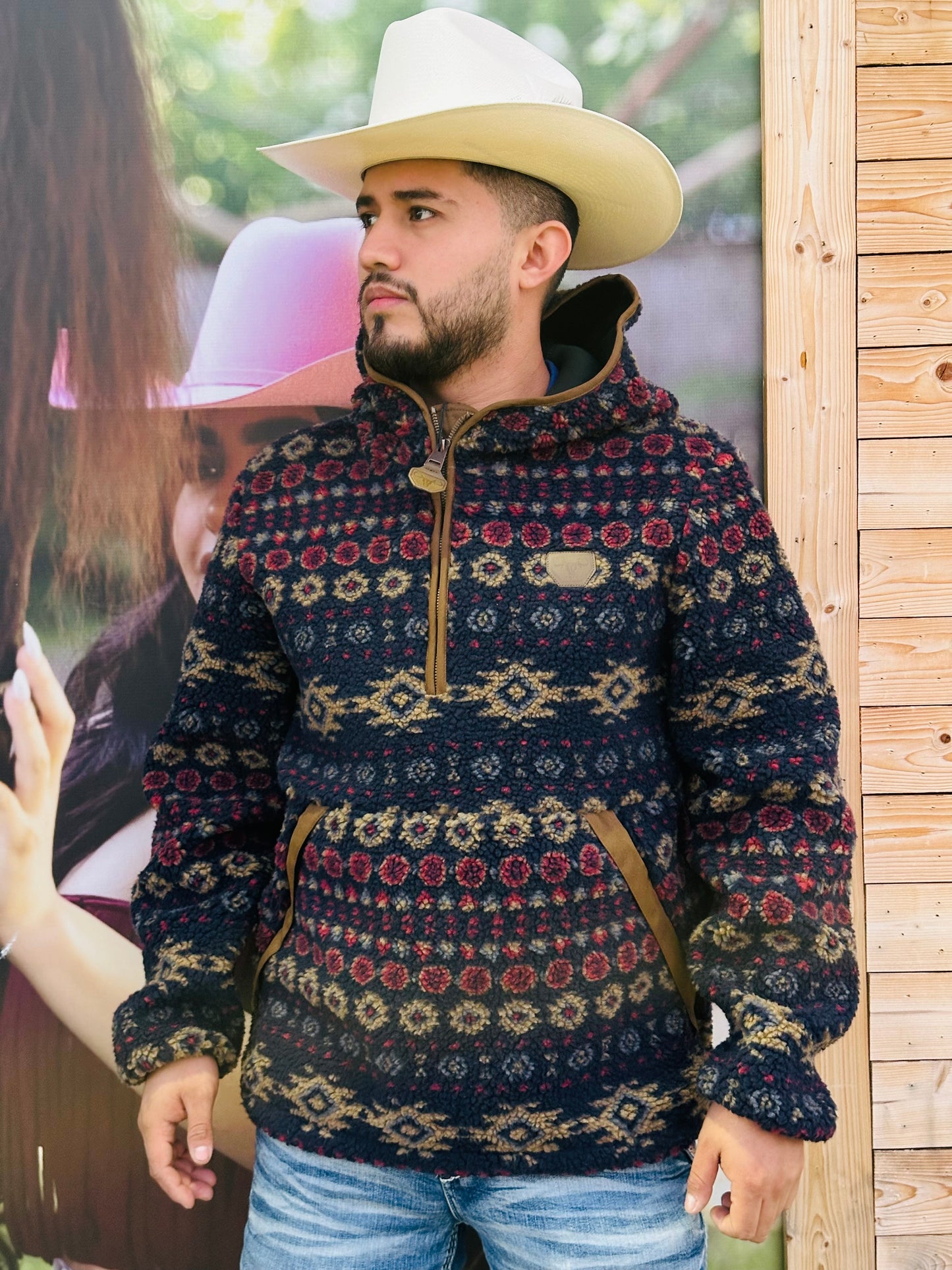 Men's Platini Aztec Sherpa Hooded Pullover