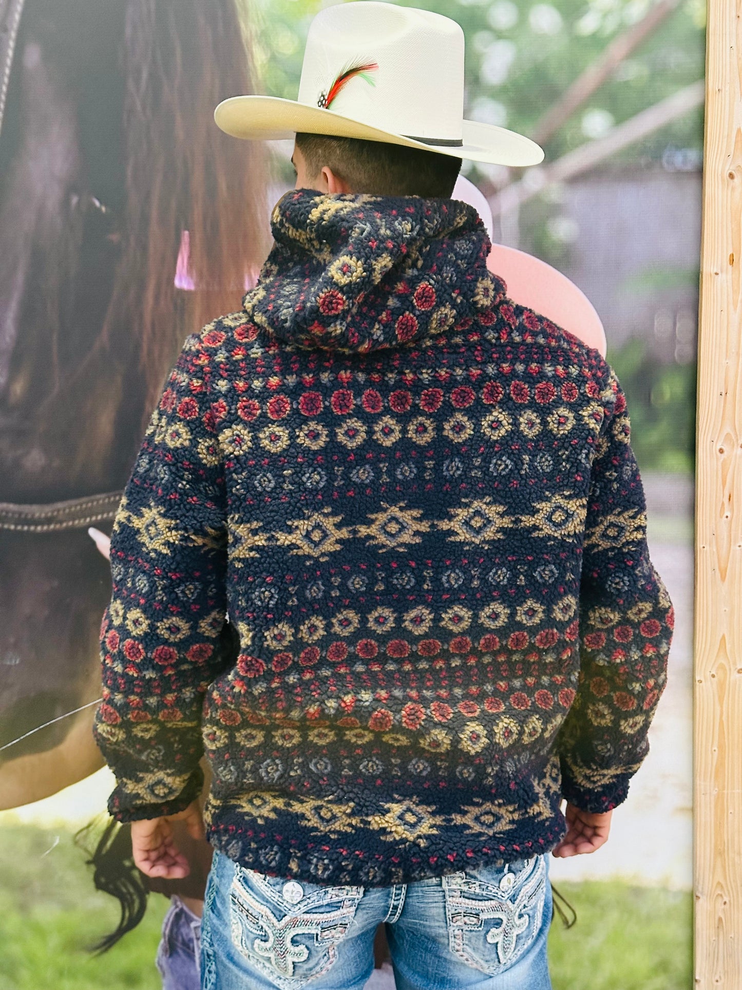 Men's Platini Aztec Sherpa Hooded Pullover