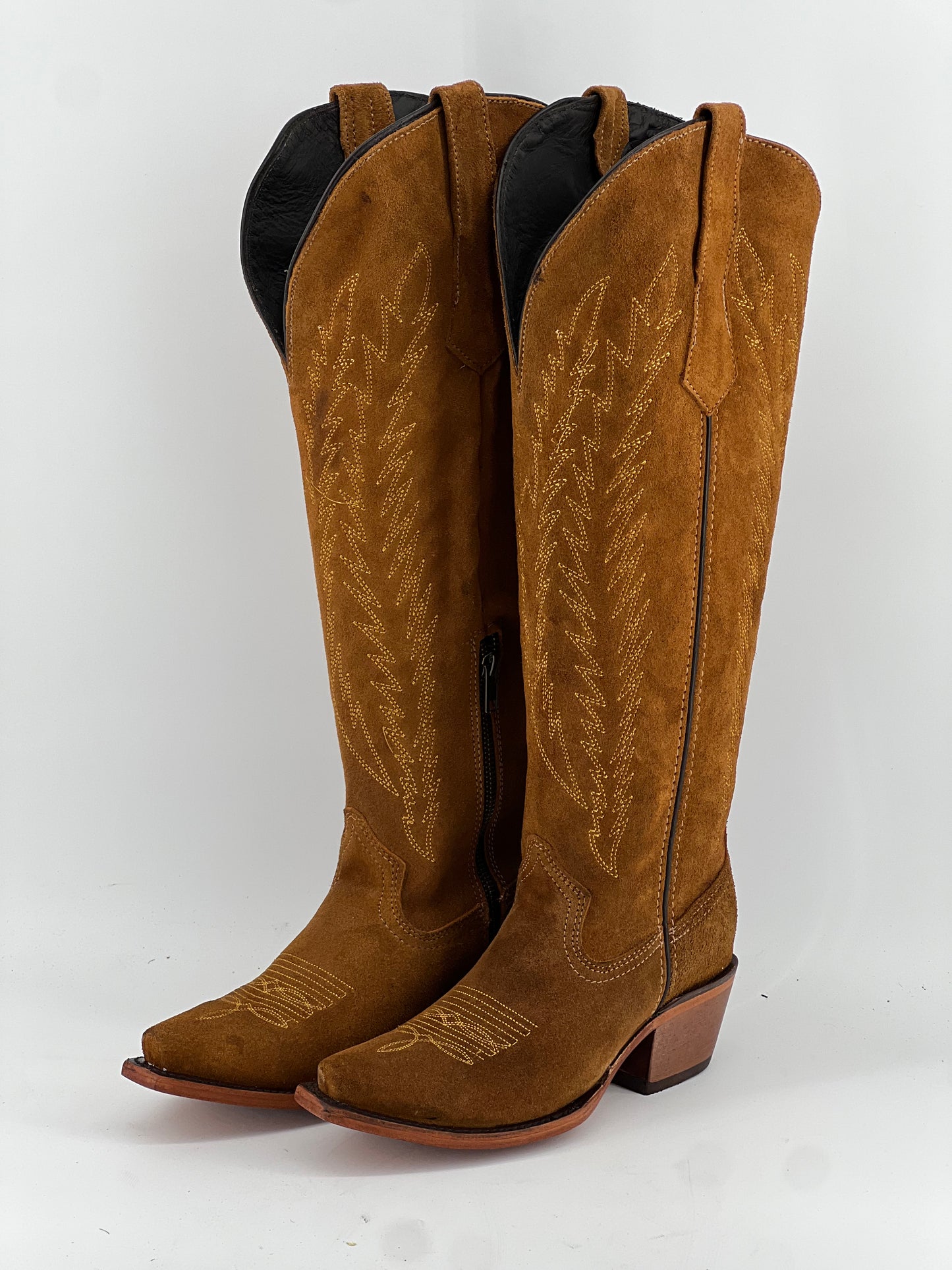 Gia Gamuza Tall Texas Wide Calf Friendly Snip Toe Cowgirl Boot