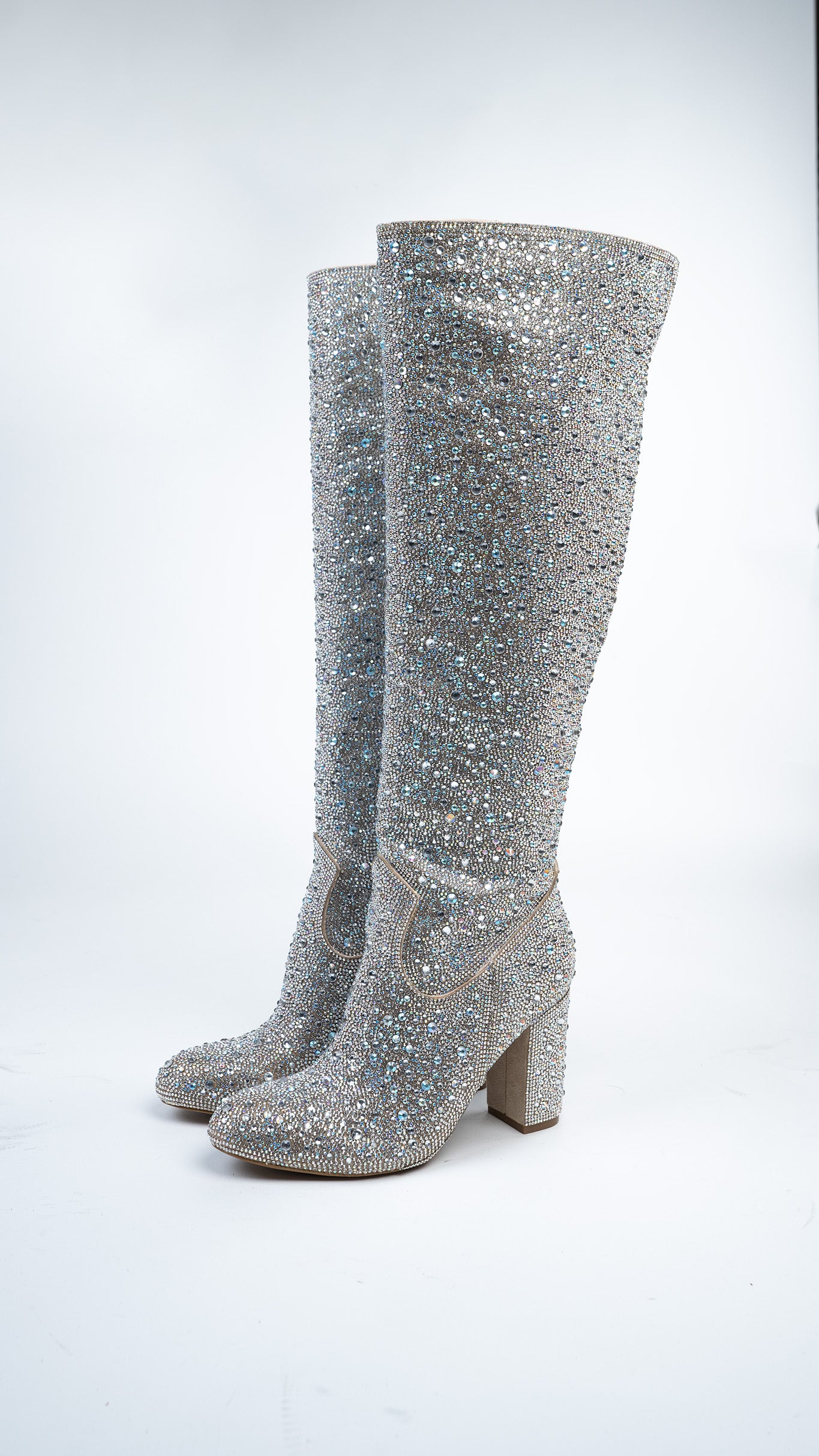 Crystal Broadway Round Toe Knee High Boot