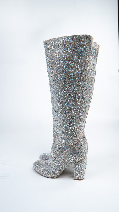 Crystal Broadway Round Toe Knee High Boot