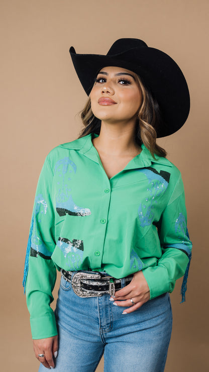 Cowgirl Sequin Button Up JJ