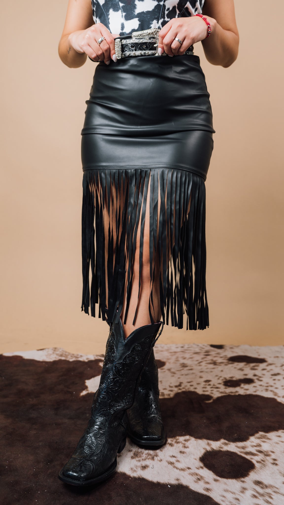 Leather Fringe Skirt JJ