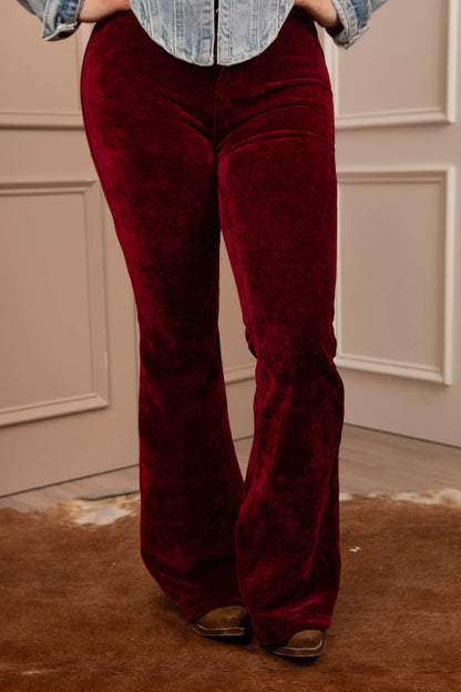 Rock & Roll Denim Red Garnet Velvety Corduroy Flare Leg Jeans BW6PD02933 JJ