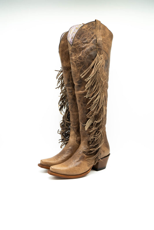 The Juany XL Fringe Neutral Cowgirl Boot