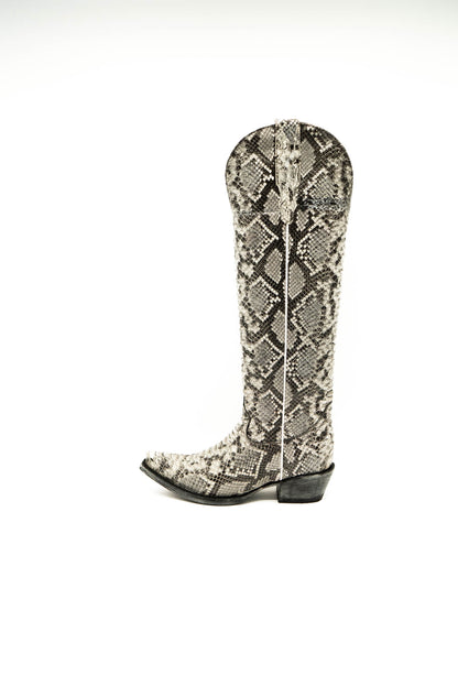 Emilia Imit. Phython Natural Tall Cowgirl Boot