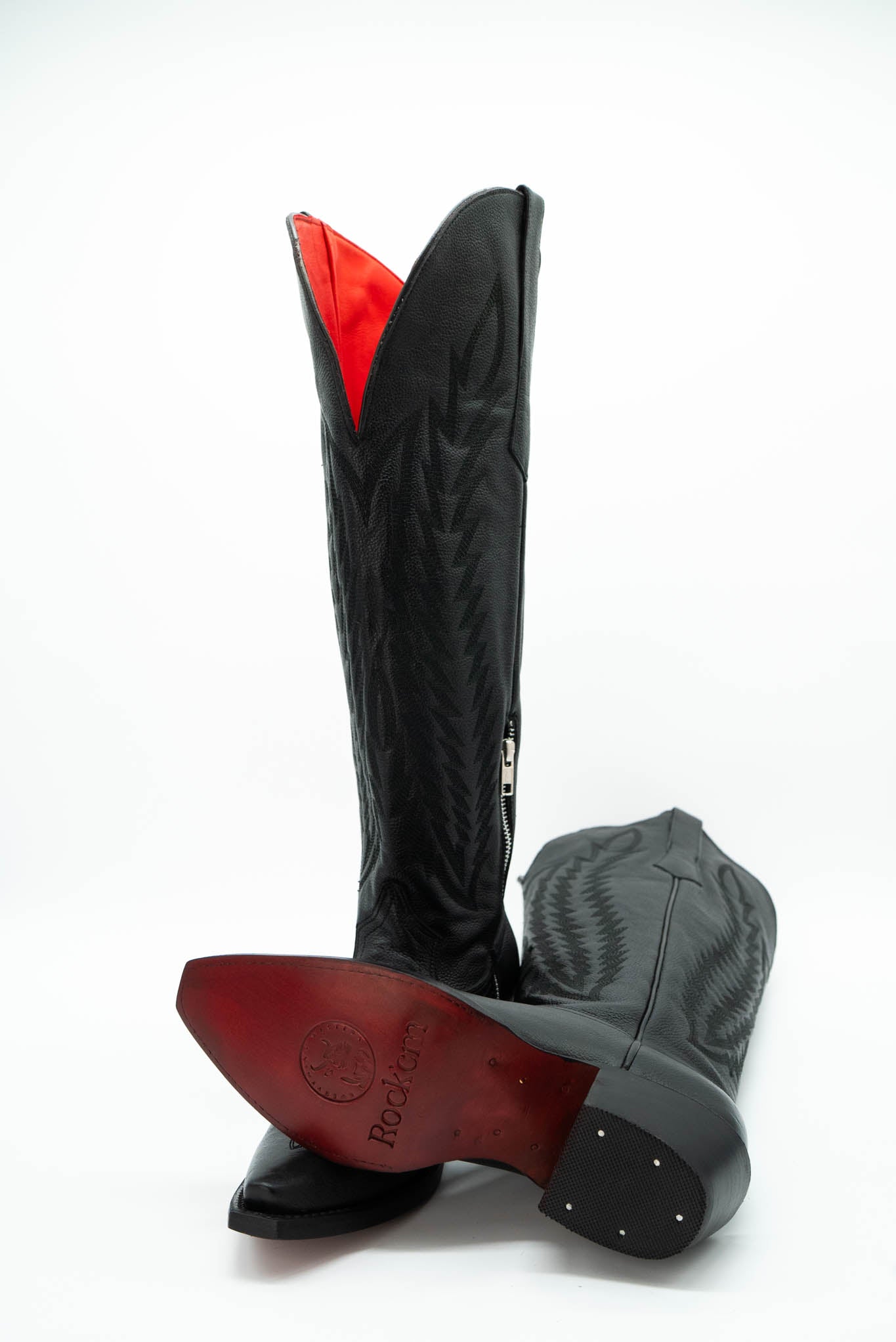 Red riding boots wide calf Clearance