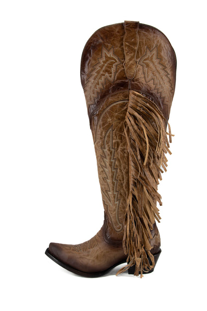 Rock XL Fringe Wide Calf Friendly Snip Toe Cowgirl Boot
