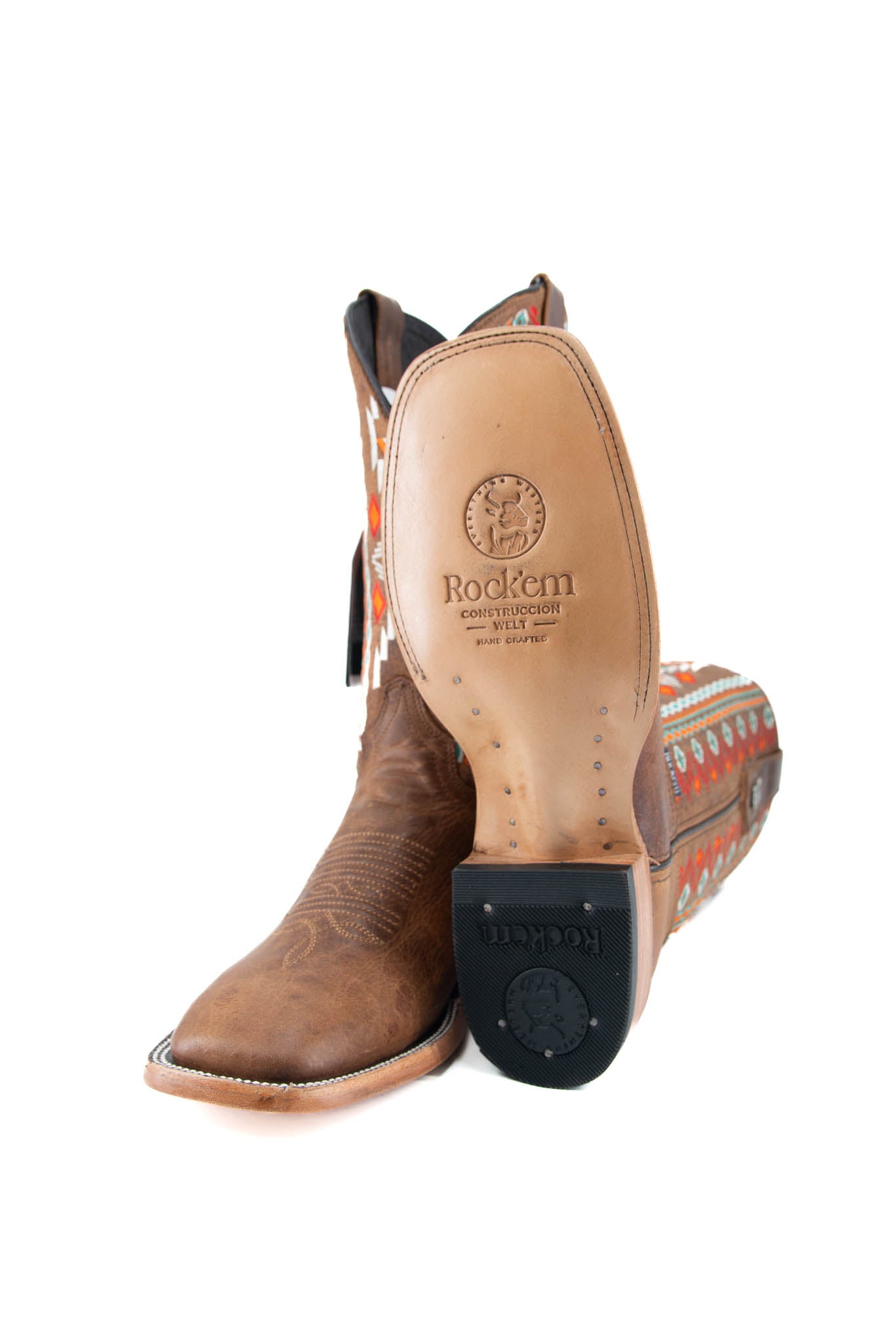 Est. Huichol Aztec Square Toe Cowboy Boots