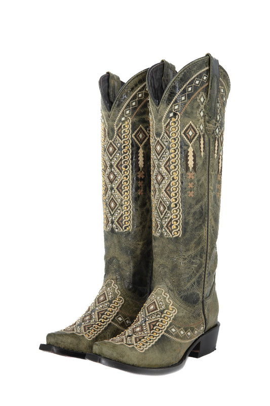 Piel Old Crazy Verde Tall Snip Toe Cowgirl Boot