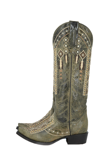 Piel Old Crazy Verde Tall Cowgirl Boot