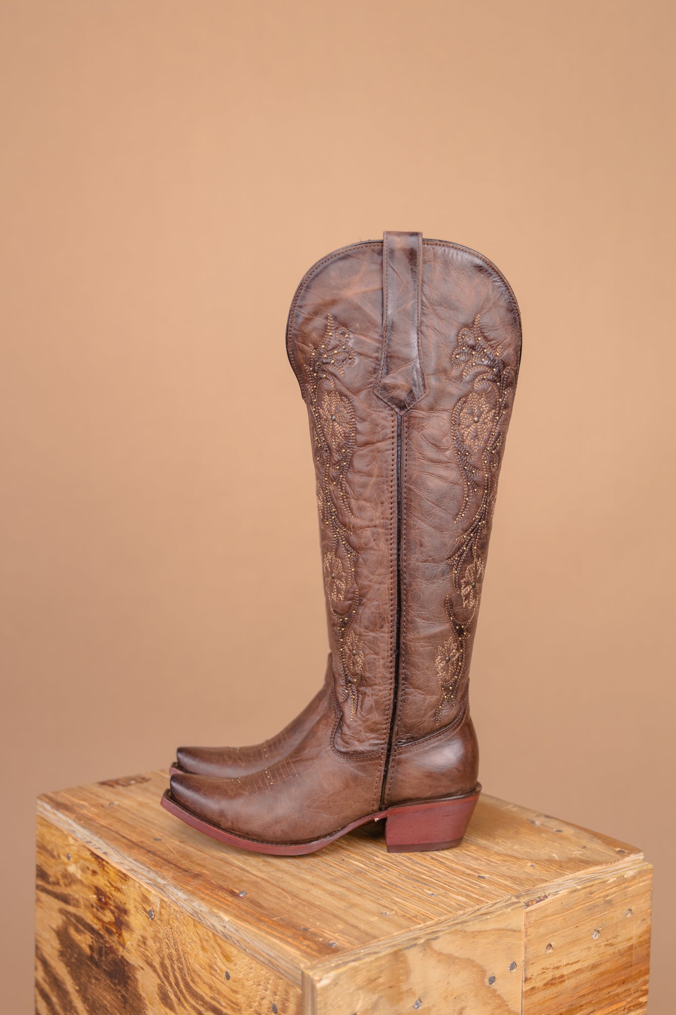 The Dalia C Tabaco Tall Wide Calf Friendly Cowgirl Boot