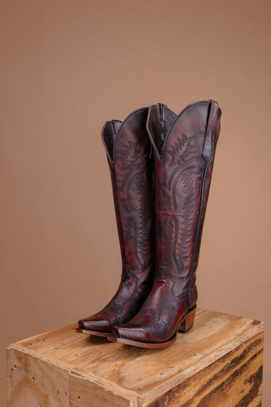 Carter Black Cherry Wide Calf Friendly Tall Cowgirl Boot