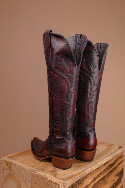 Carter Black Cherry Wide Calf Friendly Tall Cowgirl Boot