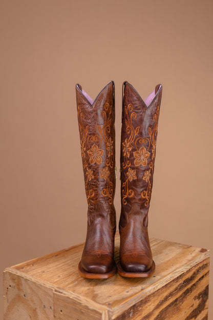 Leilani Rodeo Flower Square Toe Tall Boot