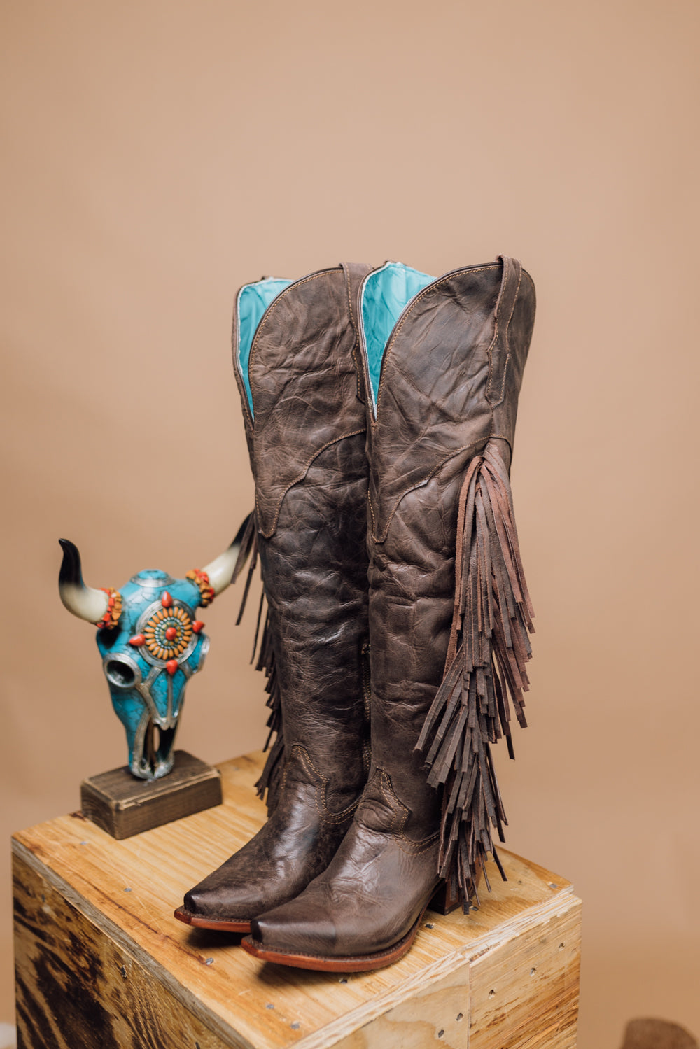 The Delilah Fringe XL Wide Calf Friendly Cowgirl Boot