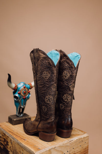 The Dalia C Tabaco Wide Calf Friendly Tall Cowgirl Boot FINAL SALE