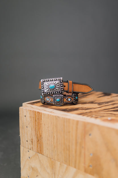 Silver Turquoise Camel Concho Belt