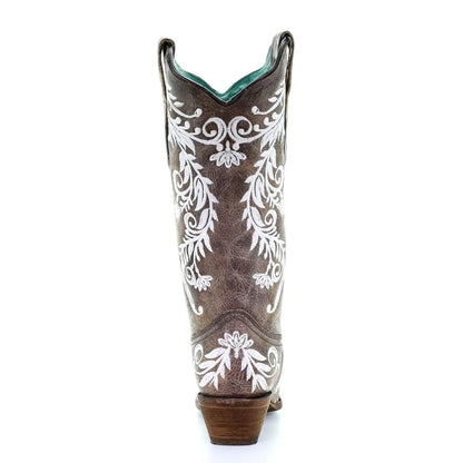LD Brown/White Embroidery - Glow Collection Boot