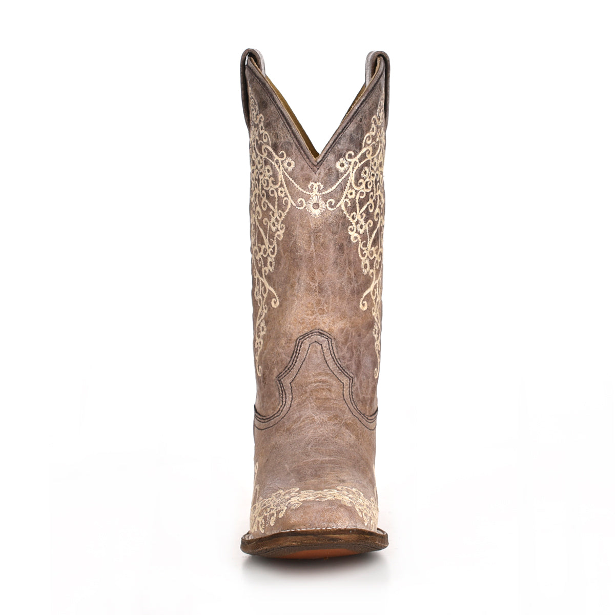 LD Brown Crater Bone Embroidery Sq. Toe Boot