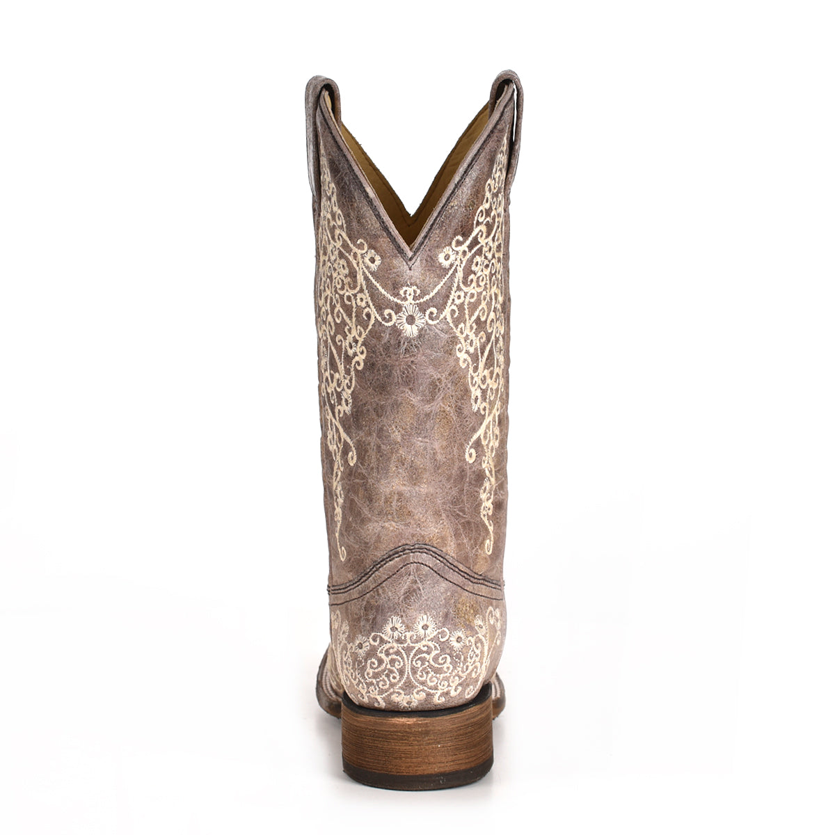 LD Brown Crater Bone Embroidery Sq. Toe Boot